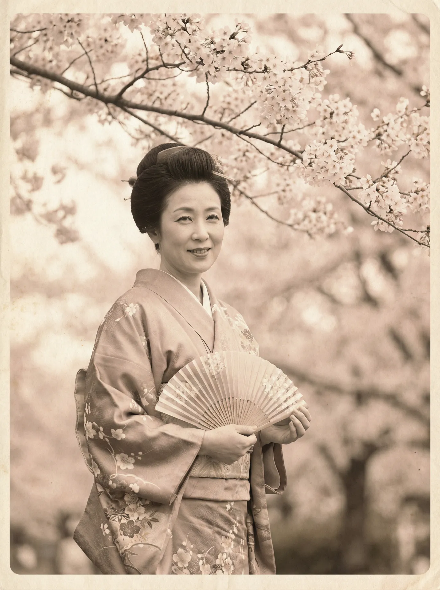 一位持扇的优雅 女神视频-精美女神写真集|免费在线观看 在樱花树下的复古写真