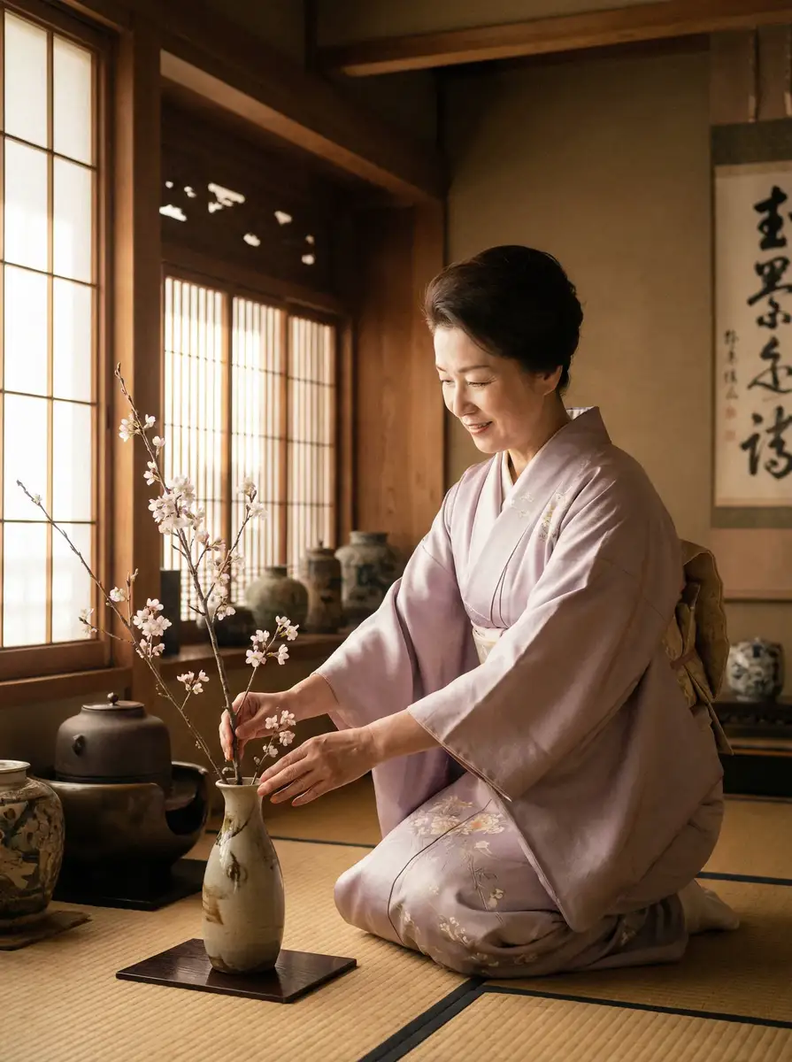 一位优雅的 女神视频-精美女神写真集|免费在线观看 在和室中插花